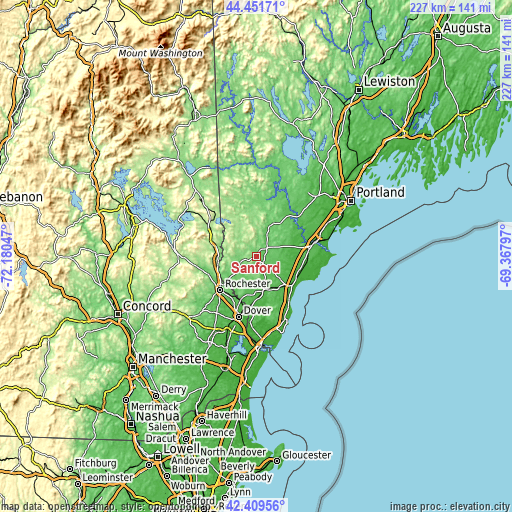 Topographic map of Sanford