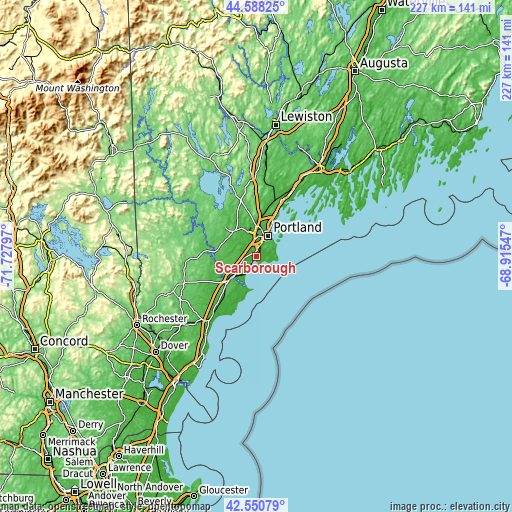 Topographic map of Scarborough