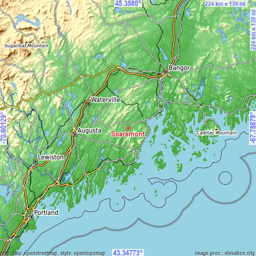 Topographic map of Searsmont