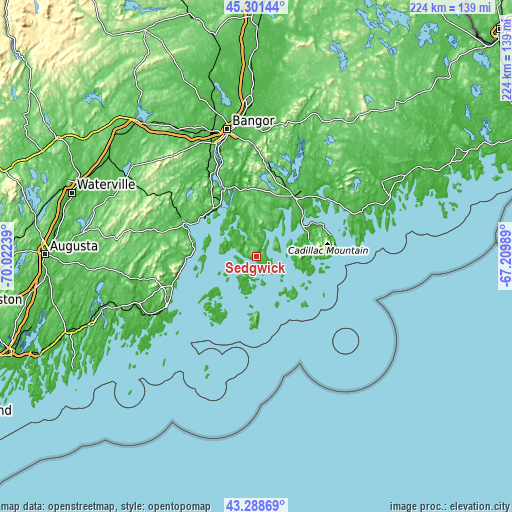 Topographic map of Sedgwick