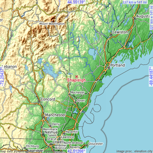 Topographic map of Shapleigh