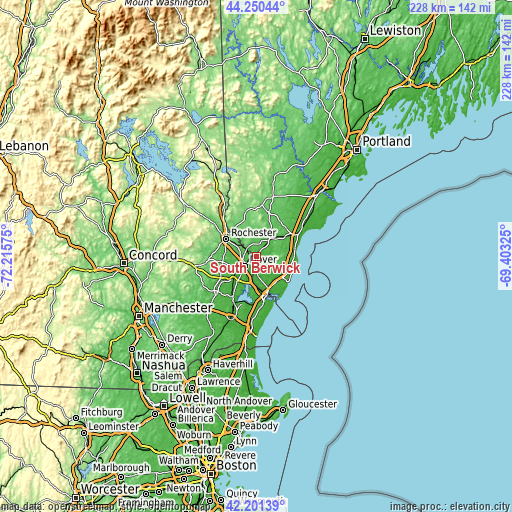 Topographic map of South Berwick