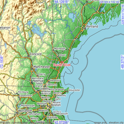 Topographic map of South Eliot