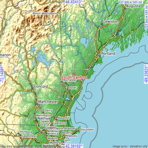 Topographic map of South Sanford