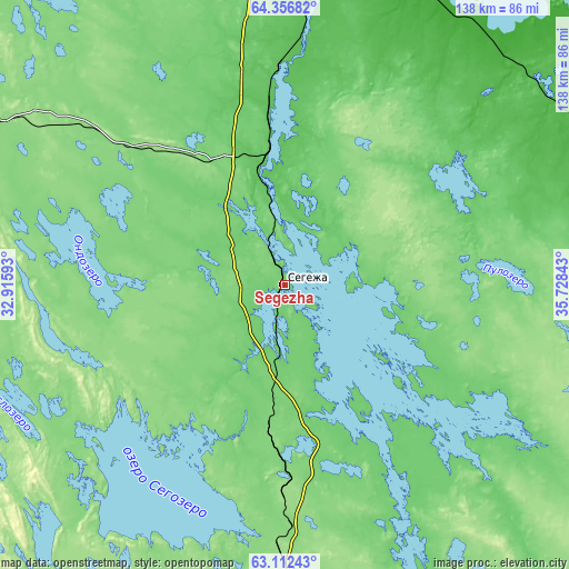 Topographic map of Segezha