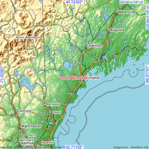 Topographic map of South Windham