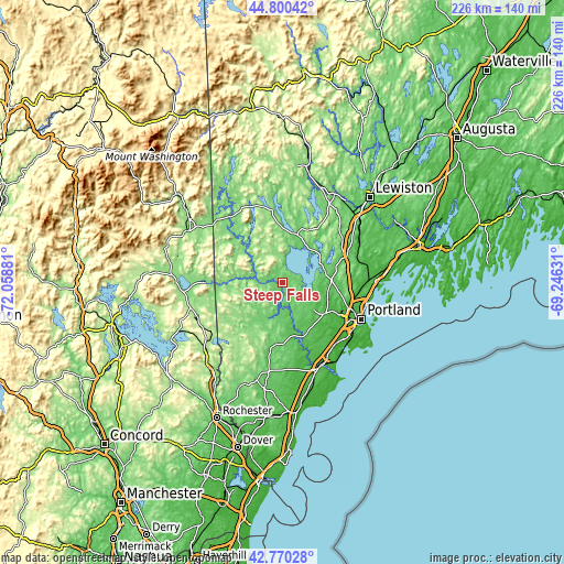 Topographic map of Steep Falls