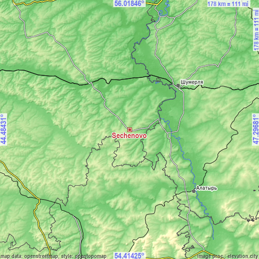 Topographic map of Sechenovo