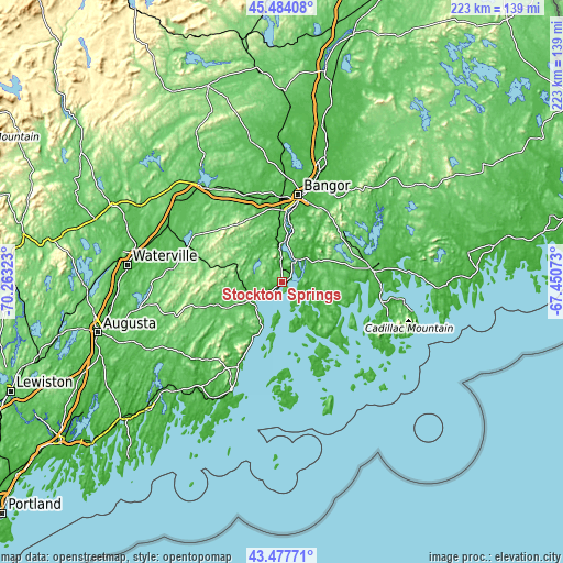 Topographic map of Stockton Springs