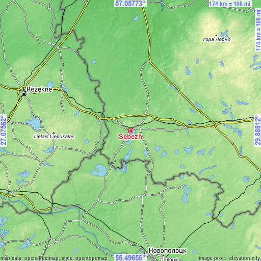 Topographic map of Sebezh