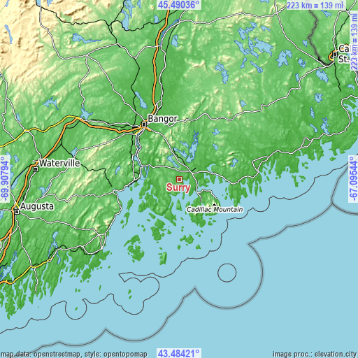 Topographic map of Surry