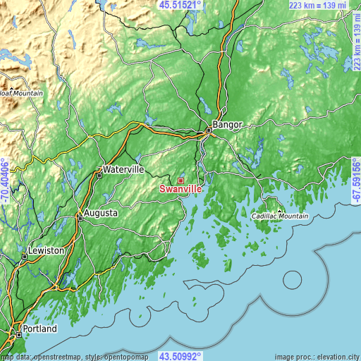 Topographic map of Swanville