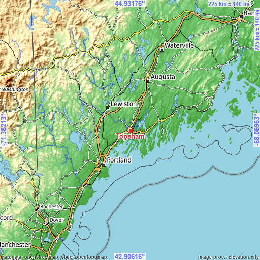 Topographic map of Topsham