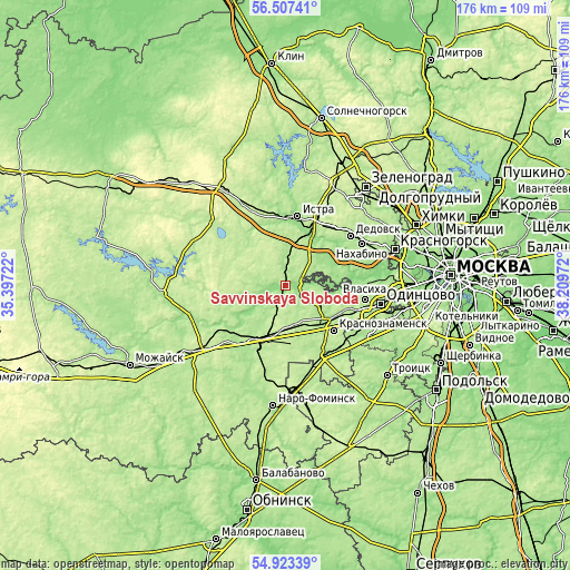 Topographic map of Savvinskaya Sloboda