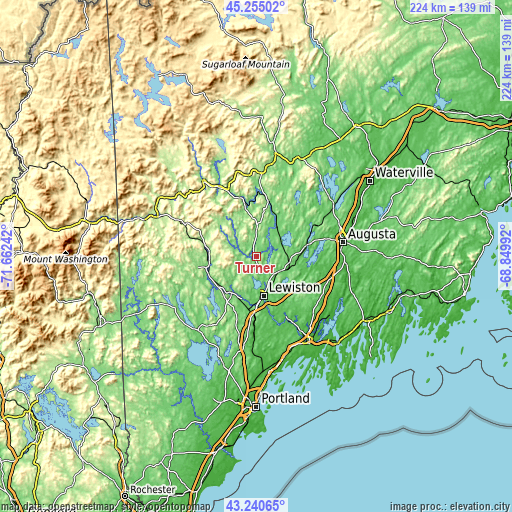 Topographic map of Turner