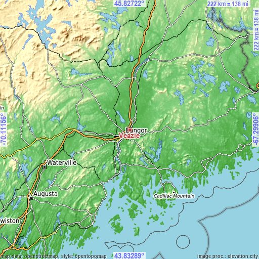 Topographic map of Veazie