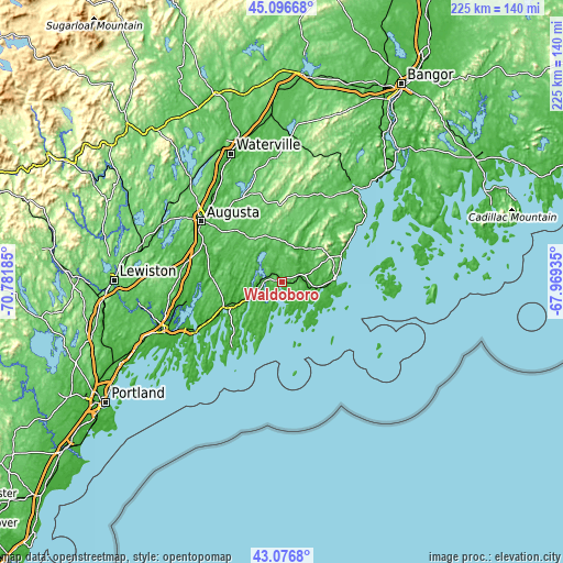 Topographic map of Waldoboro