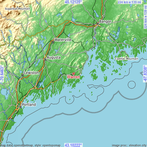 Topographic map of Warren