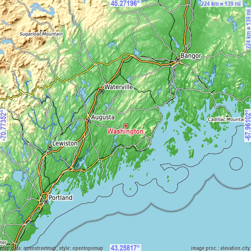 Topographic map of Washington