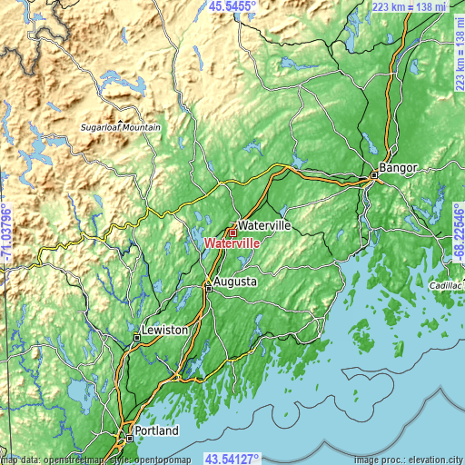 Topographic map of Waterville