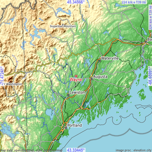 Topographic map of Wayne