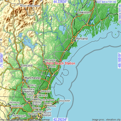 Topographic map of Wells Beach Station