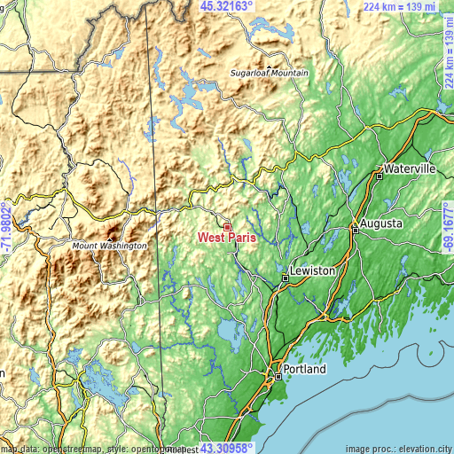 Topographic map of West Paris