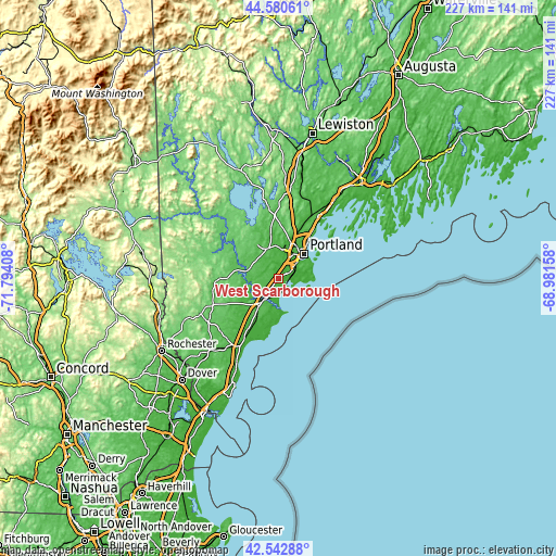 Topographic map of West Scarborough