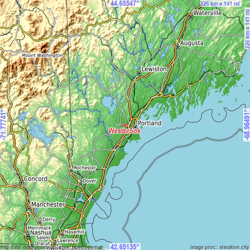 Topographic map of Westbrook