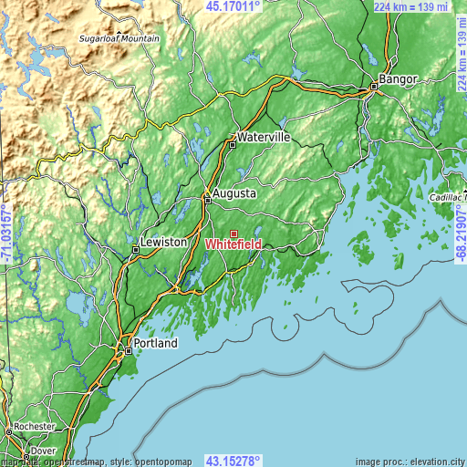 Topographic map of Whitefield