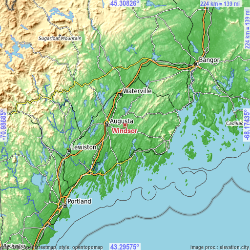 Topographic map of Windsor