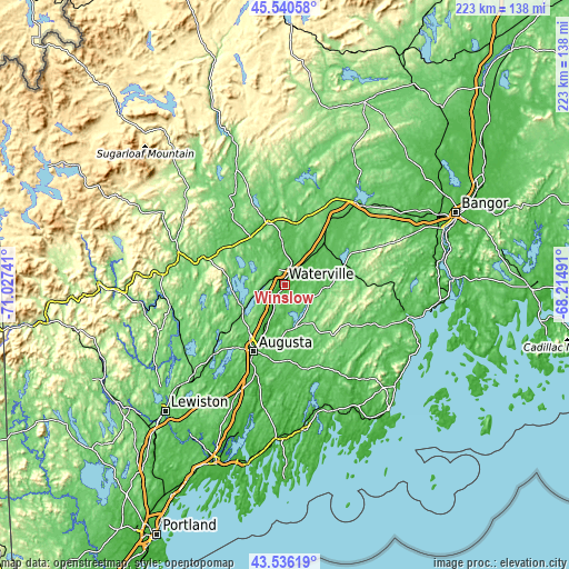 Topographic map of Winslow