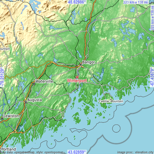 Topographic map of Winterport