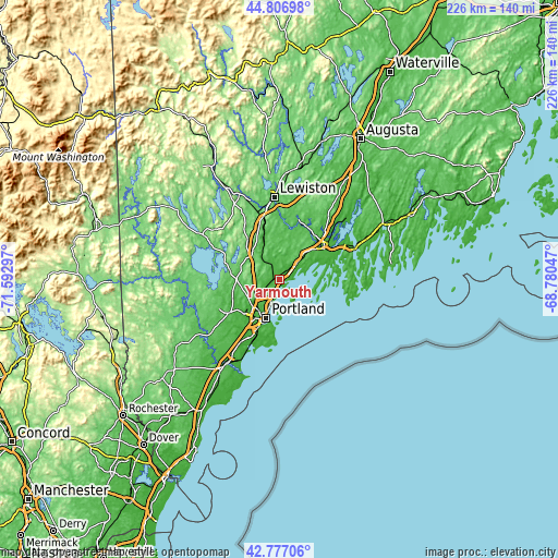 Topographic map of Yarmouth