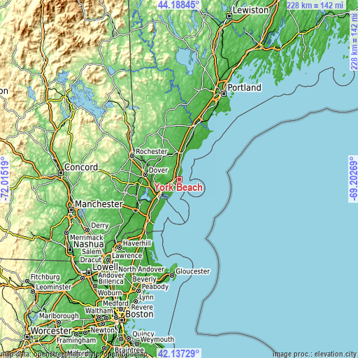 Topographic map of York Beach