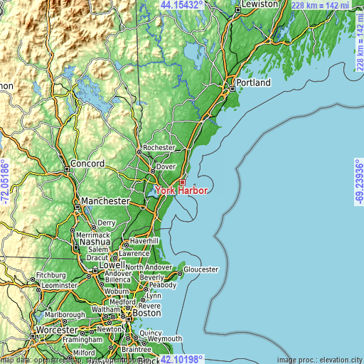 Topographic map of York Harbor