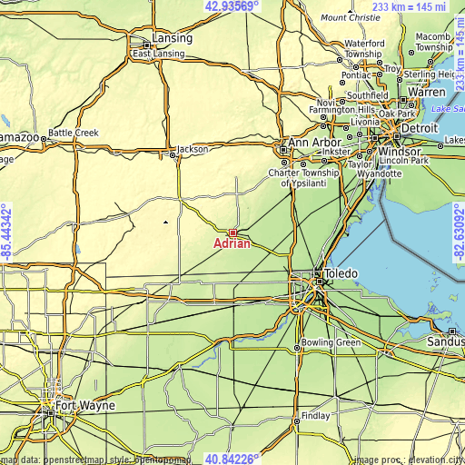 Topographic map of Adrian