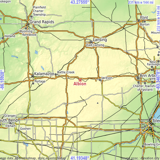 Topographic map of Albion