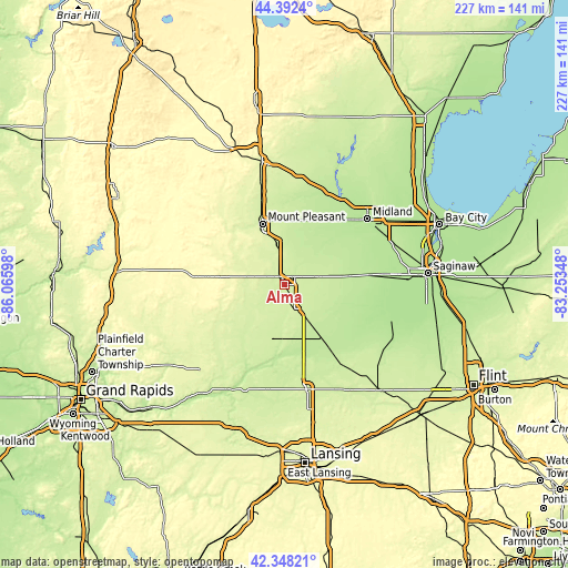 Topographic map of Alma