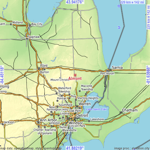 Topographic map of Almont