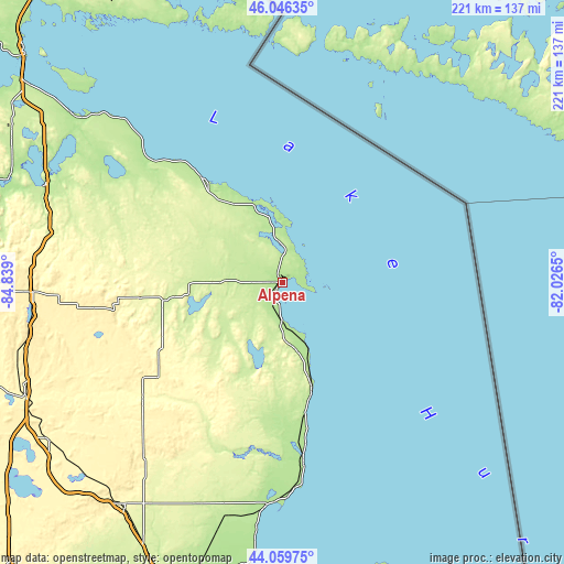 Topographic map of Alpena