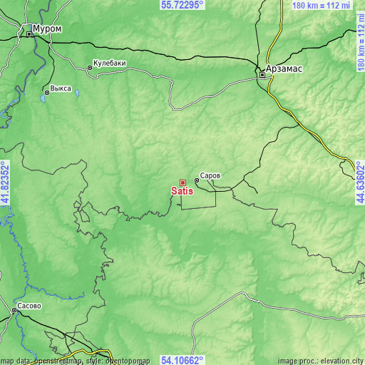 Topographic map of Satis