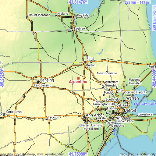 Topographic map of Argentine