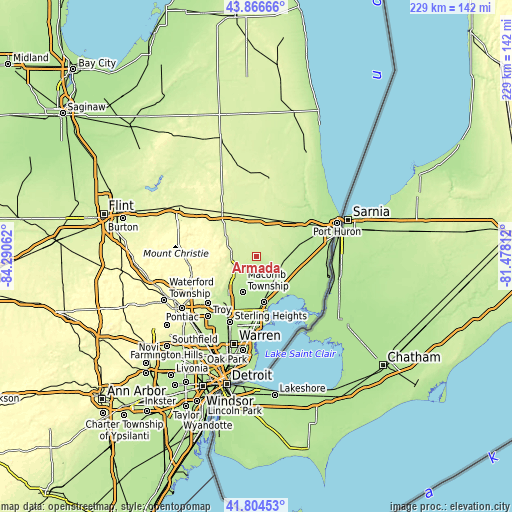 Topographic map of Armada