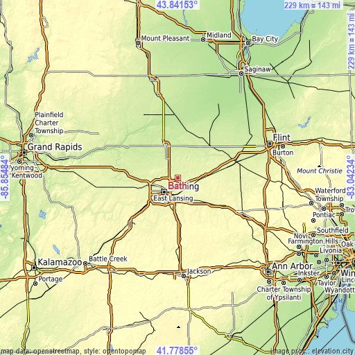 Topographic map of Bath