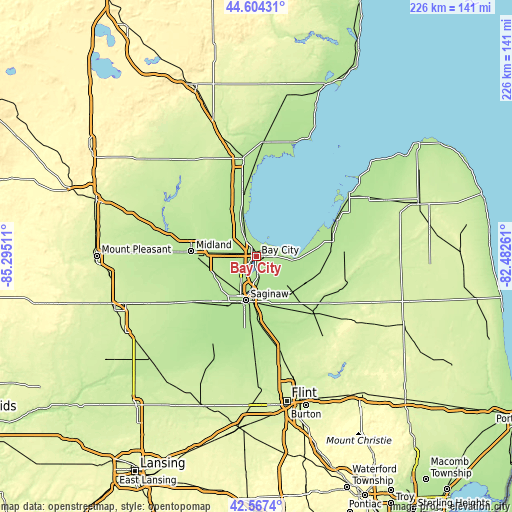 Topographic map of Bay City