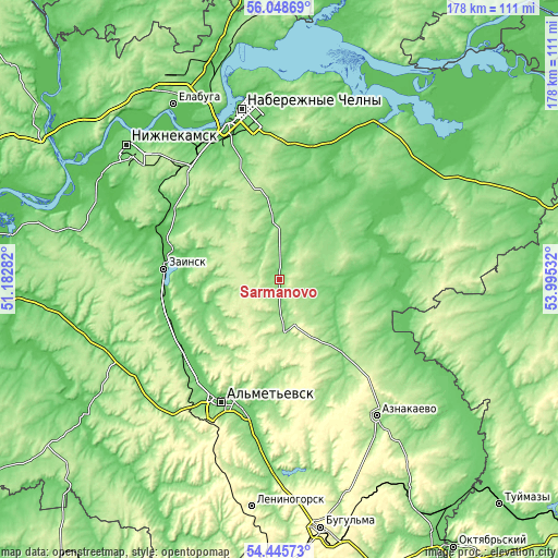Topographic map of Sarmanovo