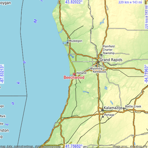 Topographic map of Beechwood