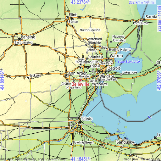 Topographic map of Belleville