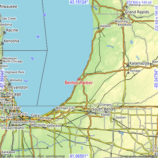 Topographic map of Benton Harbor